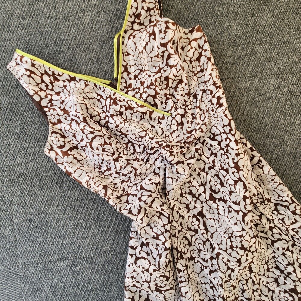 Robbie Bee Woman Vintage Y2K Cotton Floral Fit & Flare Dress Lime Green Trim 20W